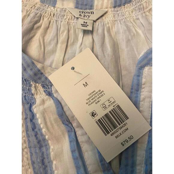 Crown & Ivy Striped Dress - Size M - Cotton Blue & White NWT - Picture 13 of 13